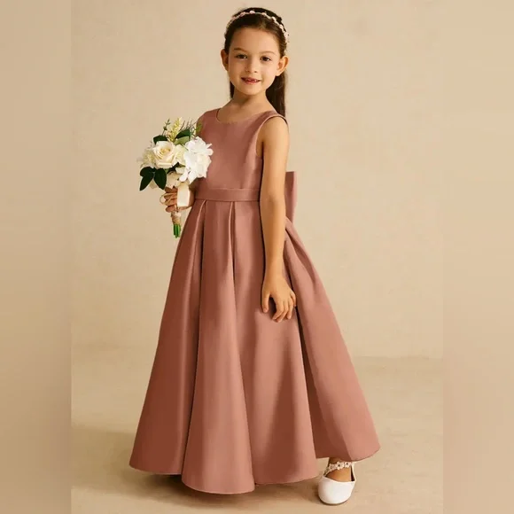 Azazie A-Line Bow Matte Satin Dress - Picture 5 of 9